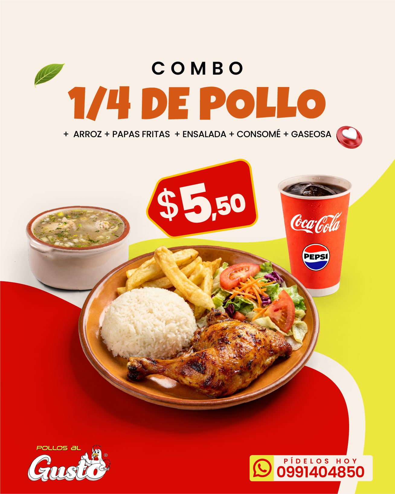 COMBO 1-4 DE POLLO-POLLOS AL GUSTO-MENU - CATEROGIA PERSONAL@2x